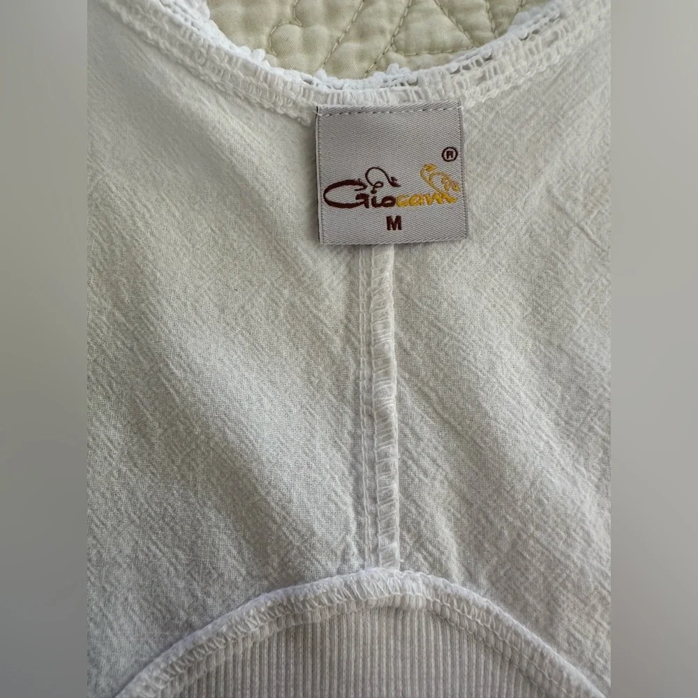 Giocam Peruvian Cotton Embroidered Vest Top M Boho Cottagecore Button Front - Picture 6 of 9